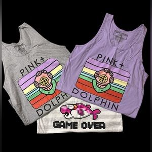 Set of 3 Used Pink Dolphin tank tops